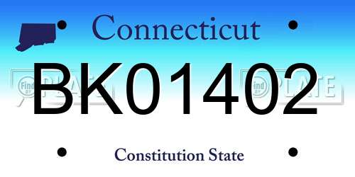 BK01402 Connecticut License Plate