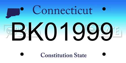 BK01999 Connecticut License Plate