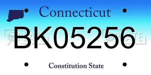 BK05256 Connecticut License Plate