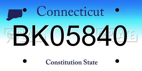 BK05840 Connecticut License Plate