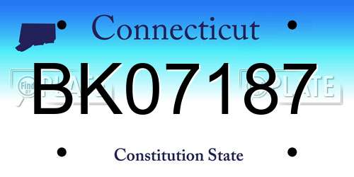 BK07187 Connecticut License Plate