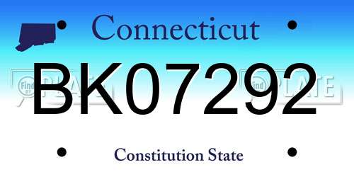 BK07292 Connecticut License Plate