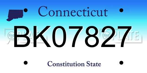 BK07827 Connecticut License Plate