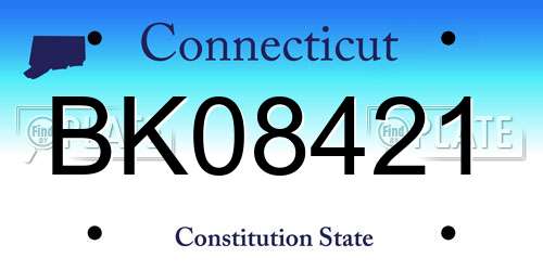BK08421 Connecticut License Plate