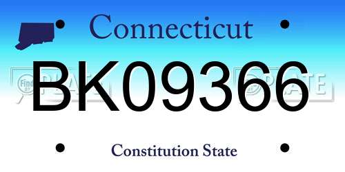 BK09366 Connecticut License Plate