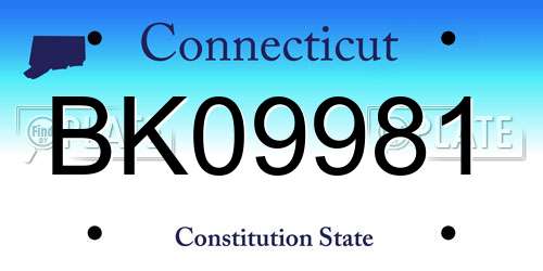 BK09981 Connecticut License Plate