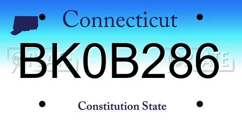 BK0B286 Connecticut License Plate