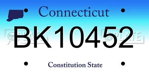 BK10452 Connecticut License Plate