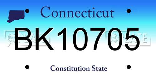 BK10705 Connecticut License Plate