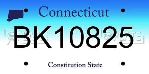 BK10825 Connecticut License Plate