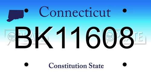 BK11608 Connecticut License Plate