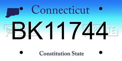 BK11744 Connecticut License Plate