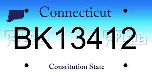 BK13412 Connecticut License Plate