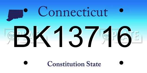 BK13716 Connecticut License Plate