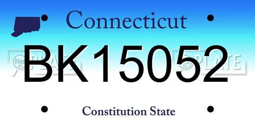 BK15052 Connecticut License Plate
