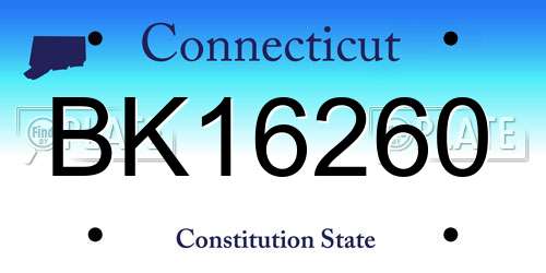 BK16260 Connecticut License Plate