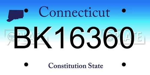 BK16360 Connecticut License Plate