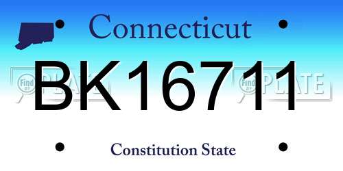 BK16711 Connecticut License Plate