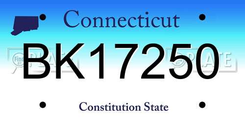 BK17250 Connecticut License Plate