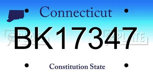 BK17347 Connecticut License Plate