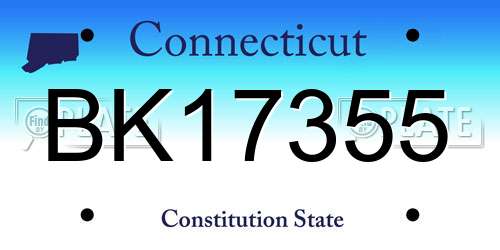 BK17355 Connecticut License Plate