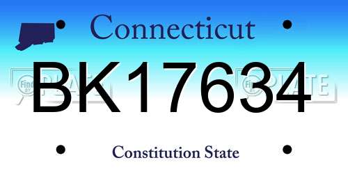 BK17634 Connecticut License Plate