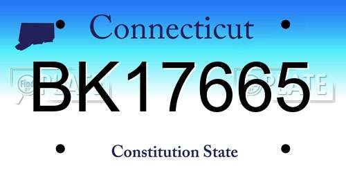 BK17665 Connecticut License Plate