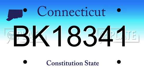 BK18341 Connecticut License Plate