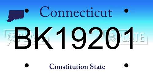 BK19201 Connecticut License Plate