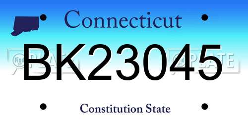 BK23045 Connecticut License Plate