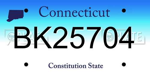 BK25704 Connecticut License Plate