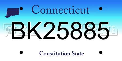 BK25885 Connecticut License Plate