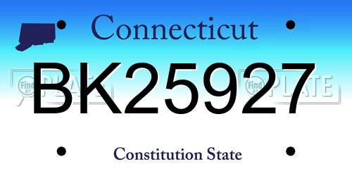 BK25927 Connecticut License Plate