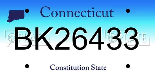 BK26433 Connecticut License Plate