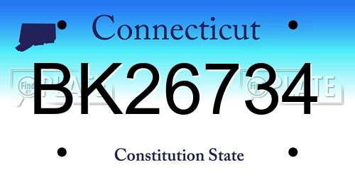 BK26734 Connecticut License Plate