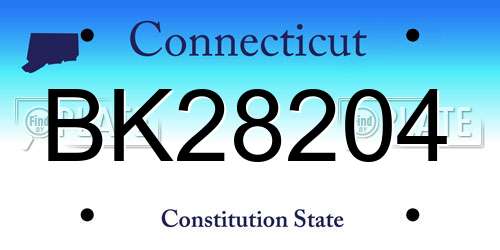 BK28204 Connecticut License Plate