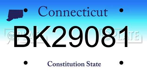 BK29081 Connecticut License Plate