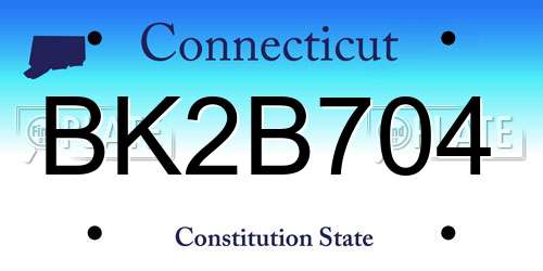BK2B704 Connecticut License Plate