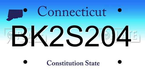 BK2S204 Connecticut License Plate