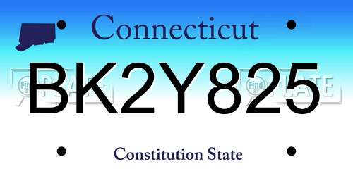 BK2Y825 Connecticut License Plate