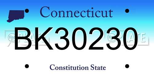 BK30230 Connecticut License Plate