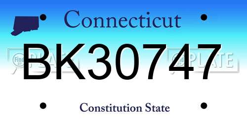 BK30747 Connecticut License Plate