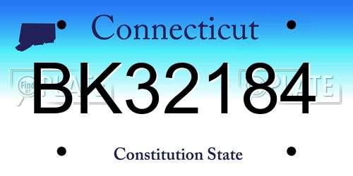 BK32184 Connecticut License Plate