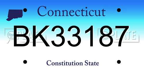 BK33187 Connecticut License Plate