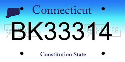 BK33314 Connecticut License Plate