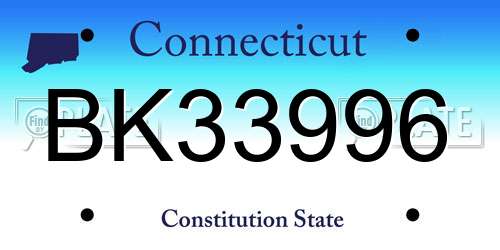 BK33996 Connecticut License Plate