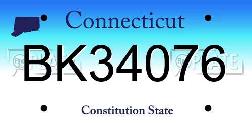 BK34076 Connecticut License Plate