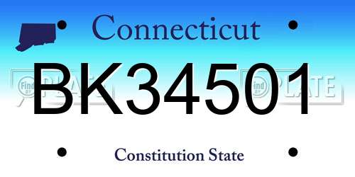 BK34501 Connecticut License Plate