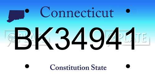 BK34941 Connecticut License Plate