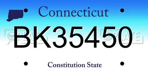 BK35450 Connecticut License Plate